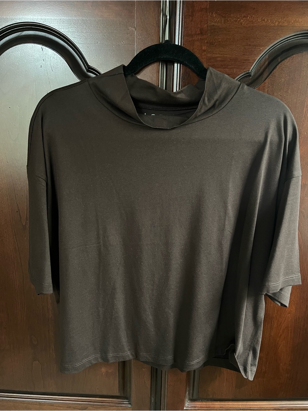 LOFT Black Boxy Short-Sleeve Hooded Tee